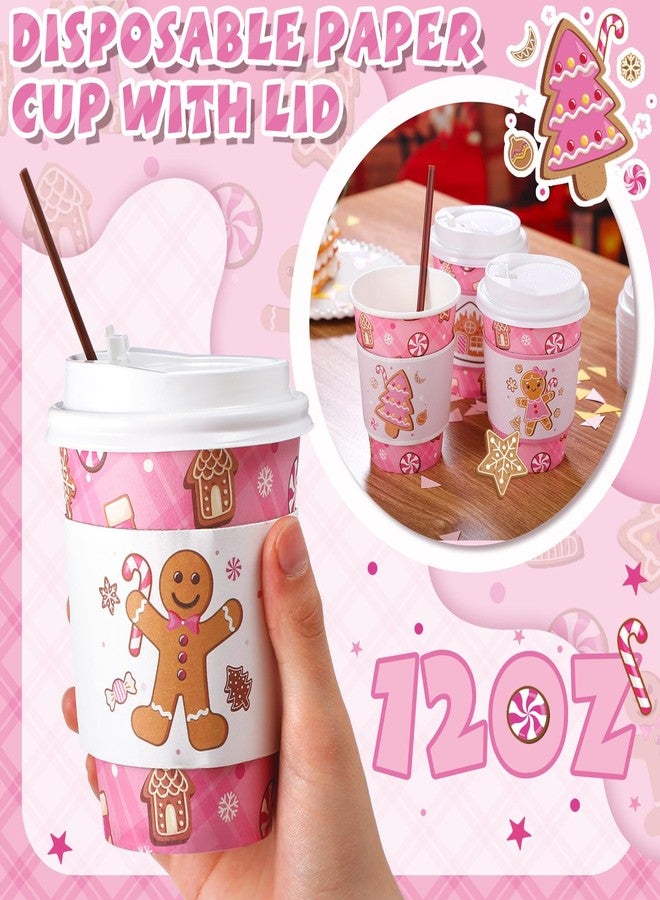 Uiifan Gingerbread Man Party Disposable Coffee Cups with Lids, Sleeves and Stirrers 50 Pack 12 oz Hot Cups Baby Shower Decoration for Fall Baby Shower Gender Reveal Party Christmas - Image 4